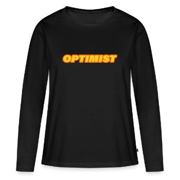 OPTIMISTE - T-shirt manches longues Premium bio Femme - noir - Devant - Julia (174cm)