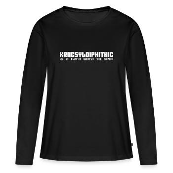 Krocsyldiphithic – Défi amusant d’orthographe - T-shirt manches longues Premium bio Femme - noir - Devant - Julia (174cm)