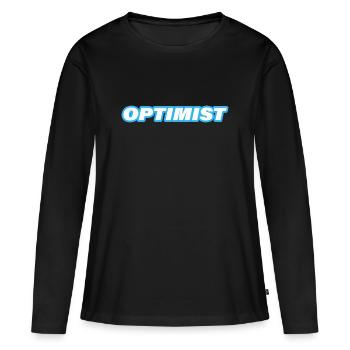 optimiste - T-shirt manches longues Premium bio Femme - noir - Devant - Julia (174cm)