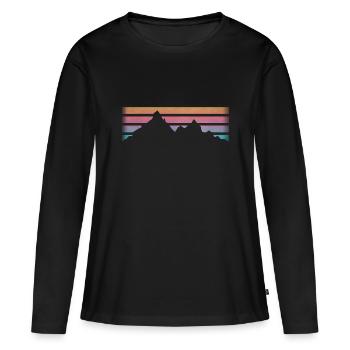 MOUNTAINS - HIKING - RETRO Stripes - Women's Premium Organic Long Sleeve Shirt - black - Front - Julia (174cm)