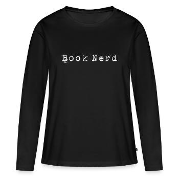Book Nerd  - Frauen Premium Bio Langarmshirt - Schwarz - Vorne - Julia (174cm)