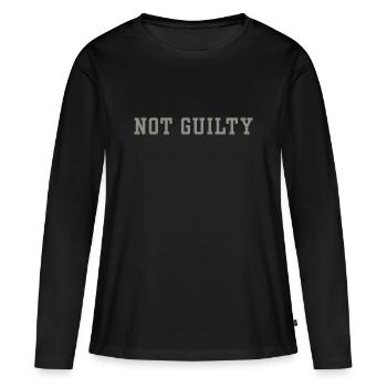 Non coupable Déclaration drôle minimaliste Humour juridique - T-shirt manches longues Premium bio Femme - noir - Devant - Julia (174cm)