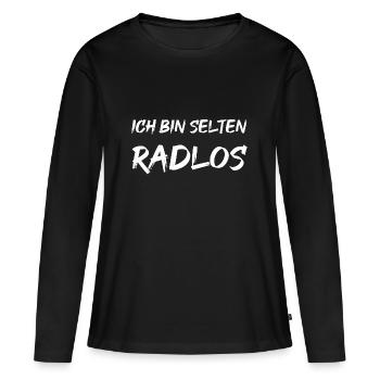 Ich bin selten Radlos - Frauen Premium Bio Langarmshirt - Schwarz - Vorne - Julia (174cm)