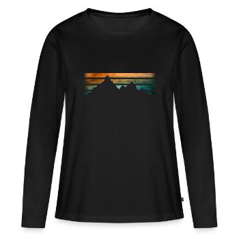 Mountains - Hiking - Retrostripes - Women's Premium Organic Long Sleeve Shirt - black - Front - Julia (174cm)