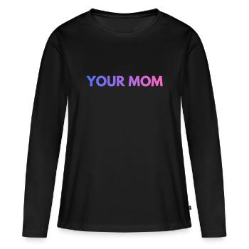 DEINE MUTTER SCHREIBT LILA - Frauen Premium Bio Langarmshirt - Schwarz - Vorne - Julia (174cm)