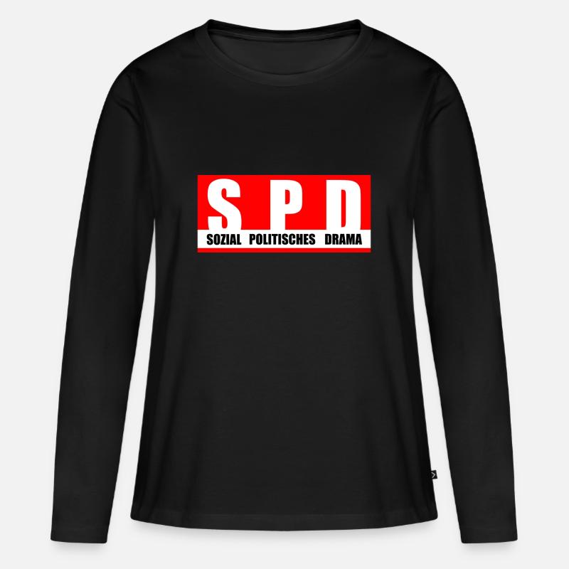 SPD - Frauen Premium Bio Langarmshirt - Schwarz