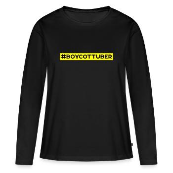 Boycott UBER - T-shirt manches longues Premium bio Femme - noir - Devant - Julia (174cm)