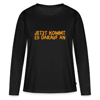 jetzt wird es wichtig - Frauen Premium Bio Langarmshirt - Schwarz - Vorne - Julia (174cm)