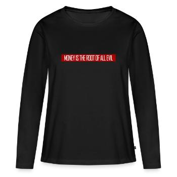 L’argent racine Capitalisme maléfique Cupidité Riches financiers - T-shirt manches longues Premium bio Femme - noir - Devant - Julia (174cm)