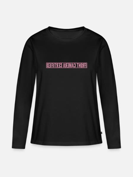 Front Camera Certfied pink - Frauen Premium Bio Langarmshirt - Schwarz