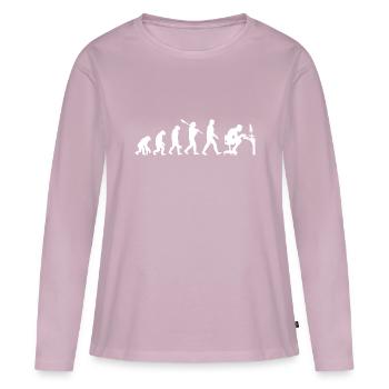 Programmeur - Evolution - PC - Informaticien - T-shirt manches longues Premium bio Femme - rose poudré - Devant - Julia (174cm)