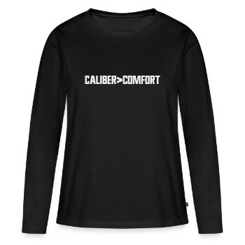 Calibre avant confort – Porte dissimulé conformément à la 2e V - T-shirt manches longues Premium bio Femme - noir - Devant - Julia (174cm)