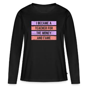 professeur - T-shirt manches longues Premium bio Femme - noir - Devant - Julia (174cm)