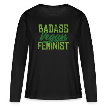 Knallharte Vegane Feministin Geschenk - Frauen Premium Bio Langarmshirt - Schwarz - Vorne - Julia (174cm)