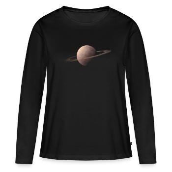 Sonnensystem Planet Saturn T Shirt Weltall - Frauen Premium Bio Langarmshirt - Schwarz - Vorne - Julia (174cm)