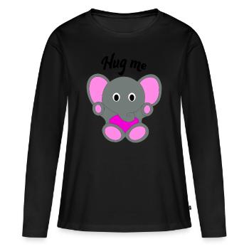 Baby Elefant Umarme mich | Mädchen, Süss, Rosa - Frauen Premium Bio Langarmshirt - Schwarz - Vorne - Julia (174cm)