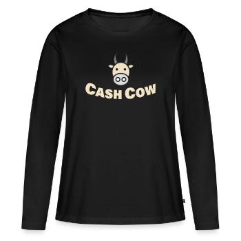 CASH COW - Frauen Premium Bio Langarmshirt - Schwarz - Vorne - Julia (174cm)