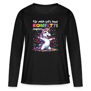 Einhorn Party Konfetti Karneval Geburtstag Kinder - Frauen Premium Bio Langarmshirt - Schwarz - Vorne - Julia (174cm)