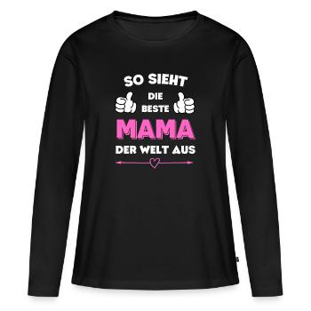 Muttertag Geburtstag Geburt Mama Tochter Sohn Kind - Frauen Premium Bio Langarmshirt - Schwarz - Vorne - Julia (174cm)