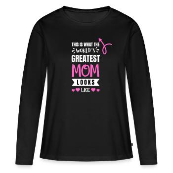 Mutter Mama Muttertag lustig Kind Tochter Geburt - Frauen Premium Bio Langarmshirt - Schwarz - Vorne - Julia (174cm)