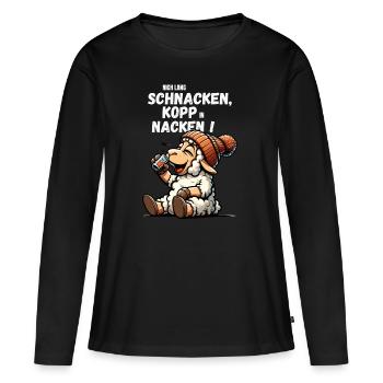 Hamburg Schaf Schnacken Trinken Lustig JGA Party - Frauen Premium Bio Langarmshirt - Schwarz - Vorne - Julia (174cm)