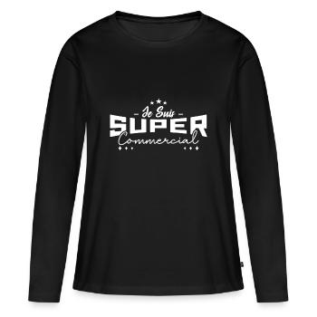 Je Suis Super Commercial - T-shirt manches longues Premium bio Femme - noir - Devant - Julia (174cm)
