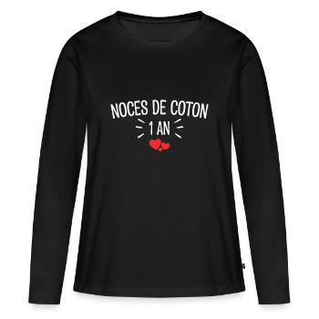Noces de Coton - T-shirt manches longues Premium bio Femme - noir - Devant - Julia (174cm)