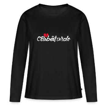 Célibâtarde. Célibataire humour femme - T-shirt manches longues Premium bio Femme - noir - Devant - Julia (174cm)
