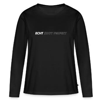 Real instead of perfect - Women's Premium Organic Long Sleeve Shirt - black - Front - Julia (174cm)