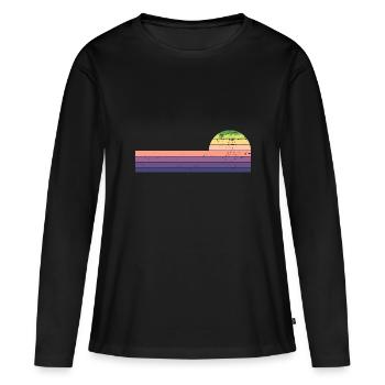 Rétro Horizontal Vintage Sunset - T-shirt manches longues Premium bio Femme - noir - Devant - Julia (174cm)