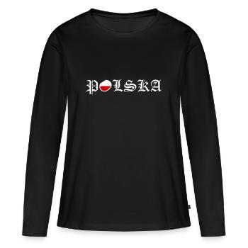 Pologne - T-shirt manches longues Premium bio Femme - noir - Devant - Julia (174cm)