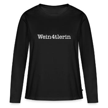 Wein4tlerin - Weinviertlerin, Niederösterreicherin - Frauen Premium Bio Langarmshirt - Schwarz - Vorne - Julia (174cm)