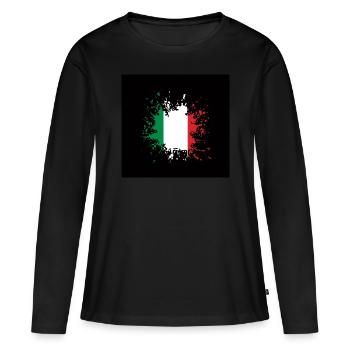 Italie masque Italie masque noir masque Italie drapeau - T-shirt manches longues Premium bio Femme - noir - Devant - Julia (174cm)