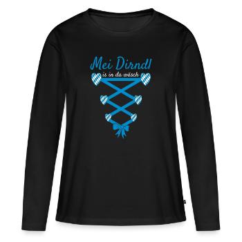 Dirndl Shirt Women's Costume Funny Dirndl Replacement - Women's Premium Organic Long Sleeve Shirt - black - Front - Julia (174cm)