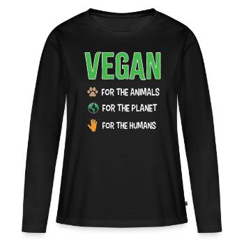 Végétalien pour les animaux, la planète, les gens Design - T-shirt manches longues Premium bio Femme - noir - Devant - Julia (174cm)