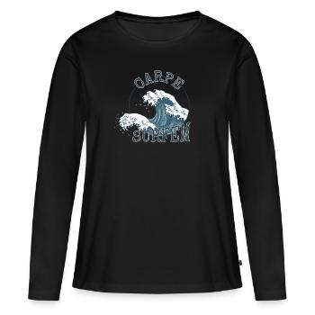 Carpe Surfem! Take advantage of the wave! Carpe Diem Surfer - Women's Premium Organic Long Sleeve Shirt - black - Front - Julia (174cm)