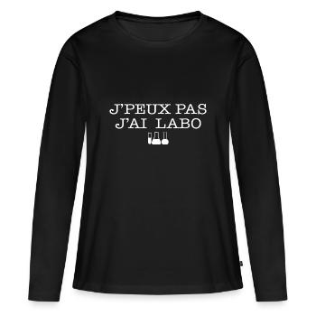 J'Peux Pas J'ai Labo Chimiste Humour - T-shirt manches longues Premium bio Femme - noir - Devant - Julia (174cm)