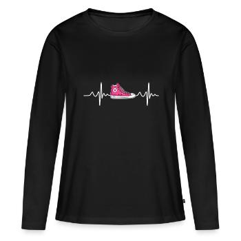 Heartbeat - shoes - Women's Premium Organic Long Sleeve Shirt - black - Front - Julia (174cm)