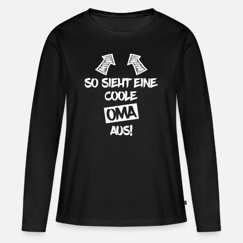 So sieht eine coole Oma aus - Frauen Premium Bio Langarmshirt - Schwarz