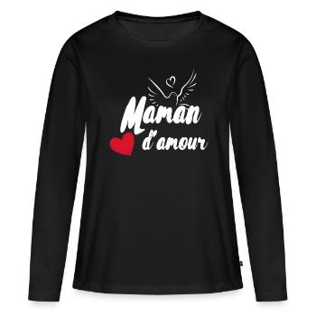 Maman d'amour - T-shirt manches longues Premium bio Femme - noir - Devant - Julia (174cm)