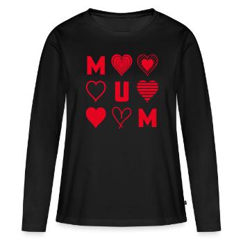 Red Hearts Mum - Women's Premium Organic Long Sleeve Shirt - black - Front - Julia (174cm)