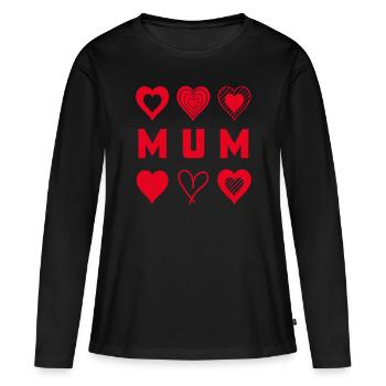 Red Hearts Mum - Women's Premium Organic Long Sleeve Shirt - black - Front - Julia (174cm)