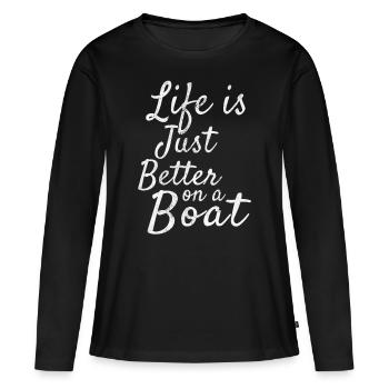 Boot Yacht Segeln - Frauen Premium Bio Langarmshirt - Schwarz - Vorne - Julia (174cm)