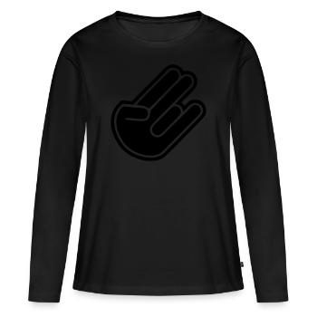 Cadeau de main de choc - T-shirt manches longues Premium bio Femme - noir - Devant - Julia (174cm)
