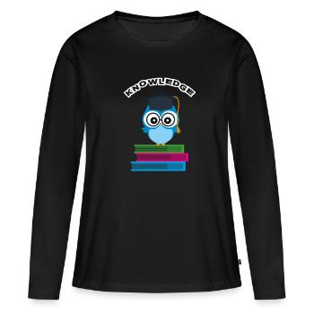 Student Knowledge - Women's Premium Organic Long Sleeve Shirt - black - Front - Julia (174cm)