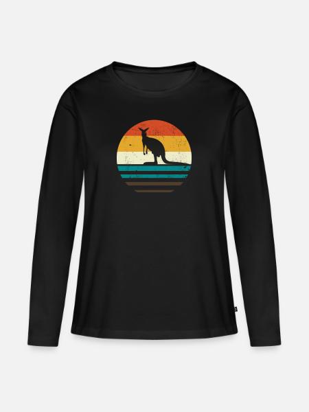 Känguru - Frauen Premium Bio Langarmshirt - Schwarz