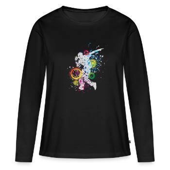 Jupe haut breakdance - T-shirt manches longues Premium bio Femme - noir - Devant - Julia (174cm)
