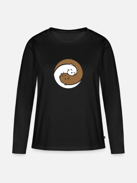 Otter - Frauen Premium Bio Langarmshirt - Schwarz