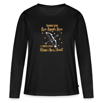 archer - T-shirt manches longues Premium bio Femme - noir - Devant - Julia (174cm)