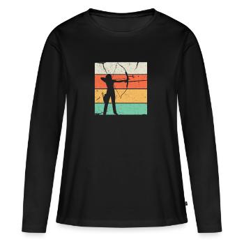archer - T-shirt manches longues Premium bio Femme - noir - Devant - Julia (174cm)